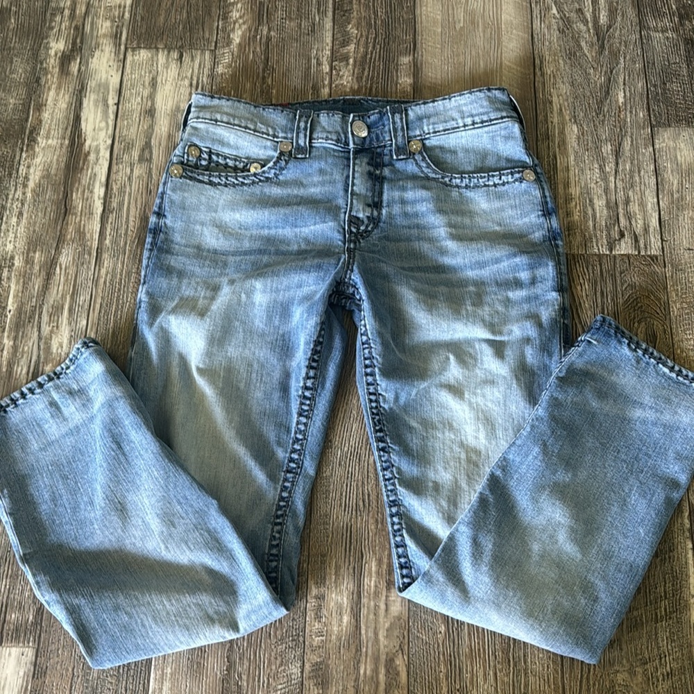 TRUE RELIGION WORLD TOUR RICKY RELAXED STRAIGHT MEN JEANS, SIZE 34